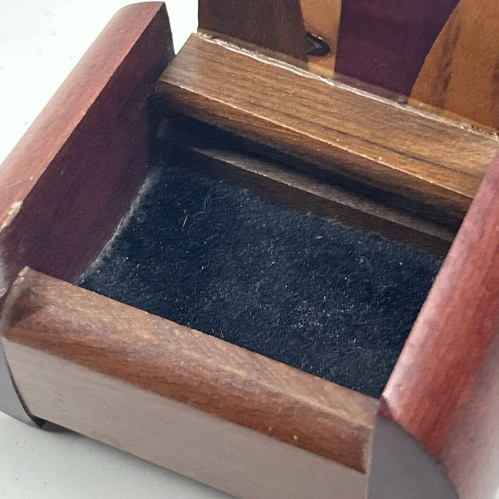 Handcrafted Multi Wood Bandsaw Trinket Jewelry Box Wooden Keepsake Gift